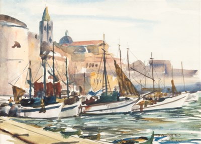Lot 12 - 20th Century School View of a Port in Alghero,...