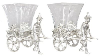 Lot 150 - Six Silver Plated Novelty Rickshaw Flower...