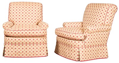 Lot 113 - Pair of Upholstered Swivel Club Chairs 20th...