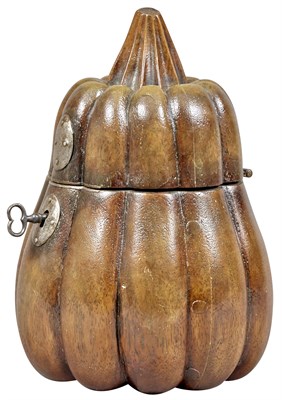 Lot 71 - George III Fruitwood Gourd Form Tea Caddy 19th...