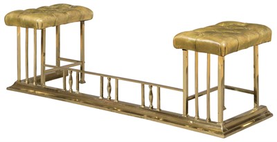 Lot 80 - English Brass and Leather Club Fender Height...