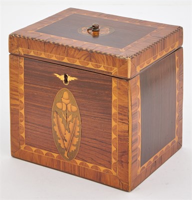 Lot 72 - George III Marquetry Inlaid Tea Caddy Dated...