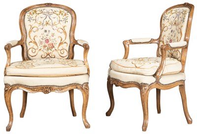 Lot 41 - Pair of Louis XV Style Needlepoint Upholstered...