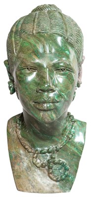 Lot 120 - Contemporary Carved Hardstone Bust of a Nubian...