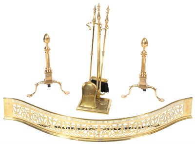 Lot 199 - Assembled Group of Brass Fire Place Equipment...