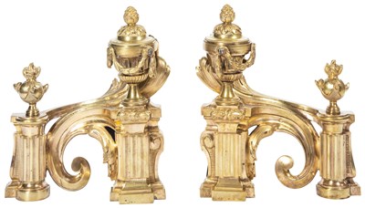 Lot 200 - Pair of Louis XVI Style Gilt Bronze Chenets...