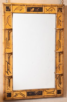 Lot 216 - Bamboo and Lacquer Overmantel Mirror Possibly...