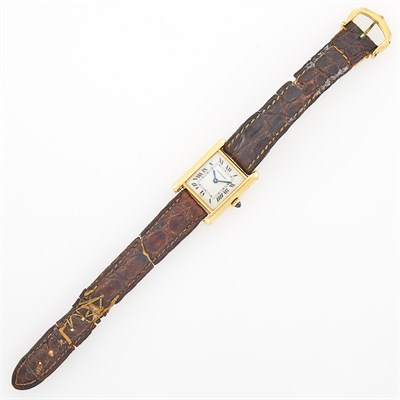 Lot 1184 - Cartier Paris Gold 'Tank' Wristwatch