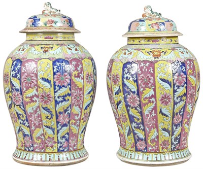 Lot 88 - A Pair of Chinese Enameled Porcelain Covered...