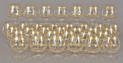 Lot 115 - Set of Thirty-Four Monogramed Glass Brandy...