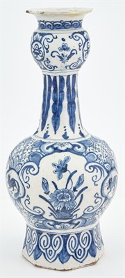 Lot 102 - Delft Pottery Bottle Vase The globular body...