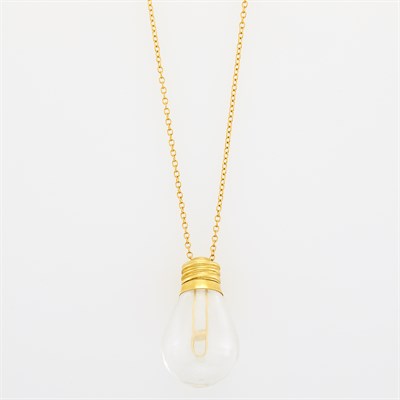 Lot 241 - Tiffany & Co., Elsa Peretti Gold and Carved Rock Crystal Light Bulb Pendant-Necklace