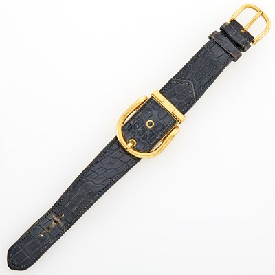 Lot 231 - Hermès Paris Gold and Leather Buckle Wristwatch