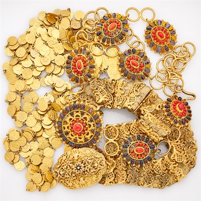 Lot 279 - Chanel Three Gilt-Metal and Multicolored Gripoix Belts