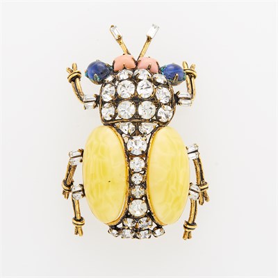 Lot 291 - Iradj Moini Metal, Resin and Strass Beetle Brooch