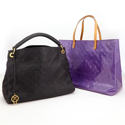 Lot 234 - Louis Vuitton Empreinte Artsy MM Black Handbag and Reade Vernis GM Monogram Purple Tote