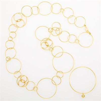 Lot 247 - Gold Chain Necklace and Gold and Diamond Bangle Bracelet