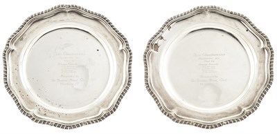 Lot 334 - Pair of English Sterling Silver Dinner Plates...