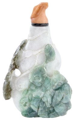 Lot 184 - Chinese Jadeite Double Gourd Form Snuff Bottle...