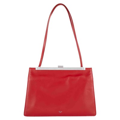 Lot 255 - Céline Clasp Top Red Leather Evening Bag