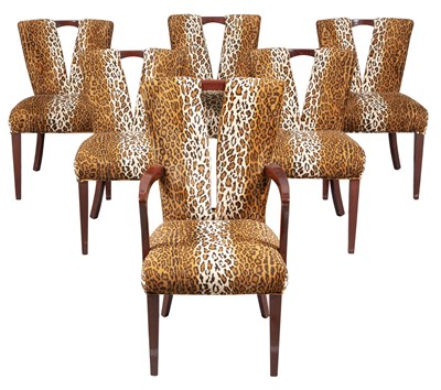 Lot 269 - Set of Six Paul Frankl Upholstered Mahogany...