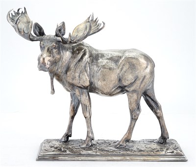 Lot 234 - Louis Jonas Silvered Metal Figure of a Moose...