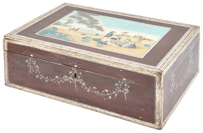 Lot 259 - Continental Painted Wood Work Box Height 5 3/4...