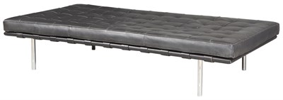 Lot 186 - Tufted Black Leather and Chrome Daybed Height...