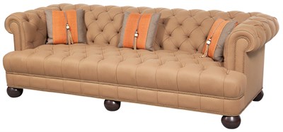 Lot 185 - Felt-Upholstered Sofa Height 28 inches, length...
