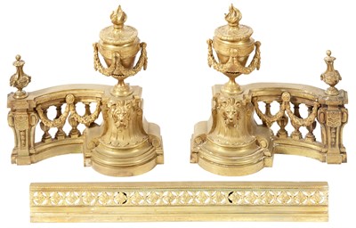 Lot 212 - Pair of Louis XVI Style Gilt-Metal Chenets;...