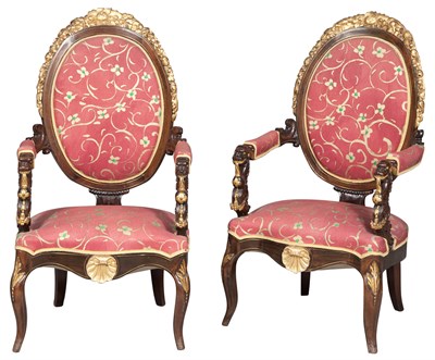 Lot 197 - Pair of 19th Century Brass-Inlaid...