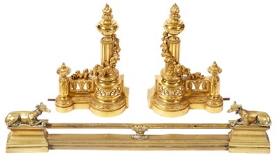 Lot 194 - Pair of Louis XVI Style Gilt-Metal Chenets;...