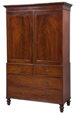 Lot 196 - Regency Mahogany Clothes Press Height 81...