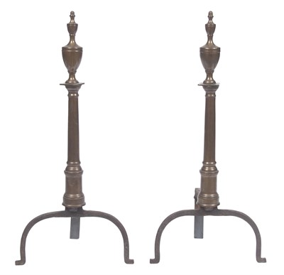 Lot 172 - Pair of Federal Style Brass and Iron Andirons...