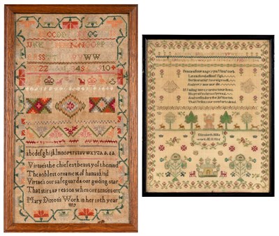 Lot 242 - English Needlework Sampler Worked by Mary...
