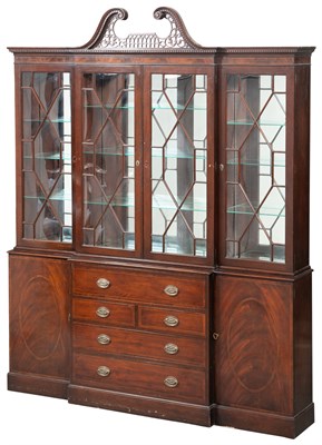 Lot 189 - George III Style Inlaid Mahogany Breakfront...