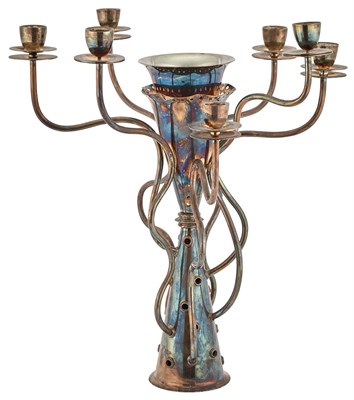 Lot 224 - Set of Three Italian Silver Plated Seven-Light...