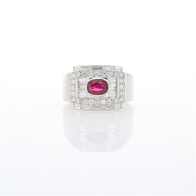Lot 1214 - Platinum, Ruby and Diamond Ring