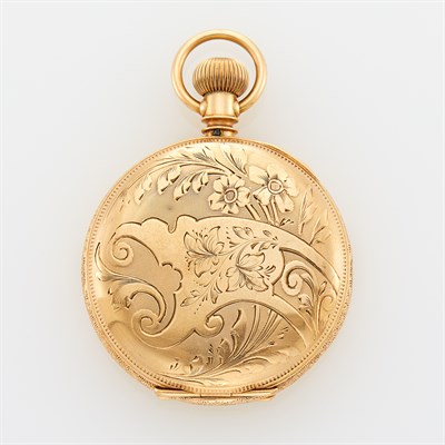 Lot 1234 - Elgin Gold Engraved Hunting Case Pocket Watch