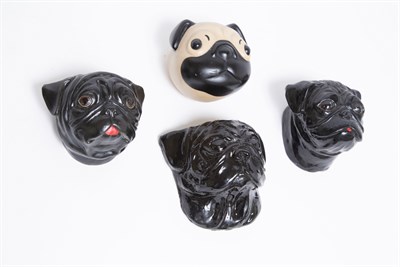 Lot 1001 - Two Papier Mache Masks of Pugs Height of...