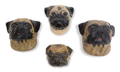 Lot 1001 - Two Papier Mache Masks of Pugs Height of...