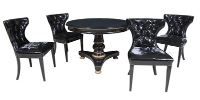 Lot 1004 - Empire Style Black and Gold Painted Extension...