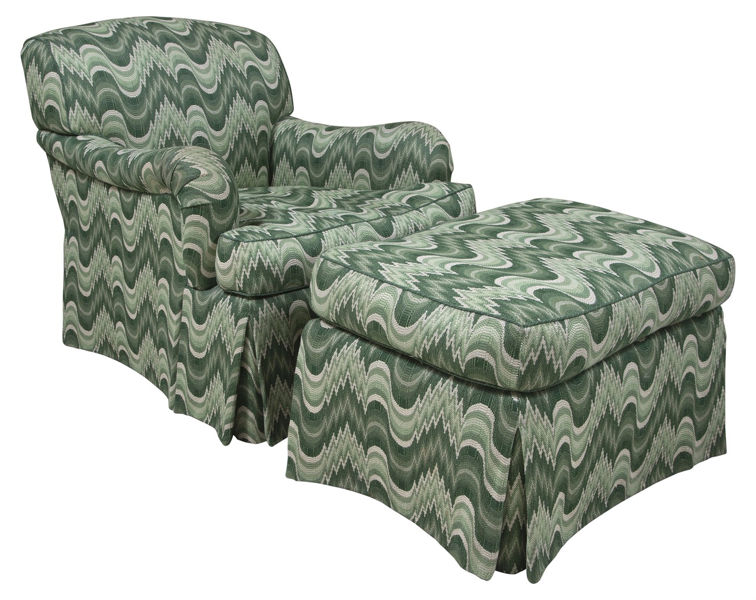 Lot 1006 - Upholstered Club Chair and Ottoman 20th...