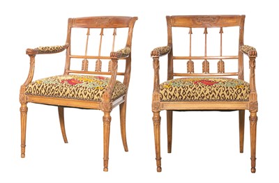 Lot 1033 - Pair of Empire Style Needlepoint Upholstered...