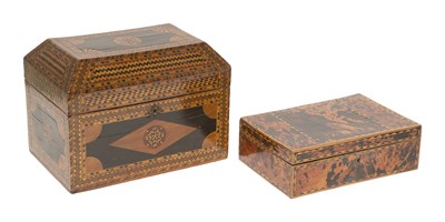 Lot 1045 - Continental Straw Marquetry Inlaid Box Mid...