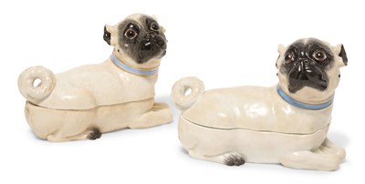 Lot 1035 - Pair of Meissen Porcelain Pug-Form Boxes After...