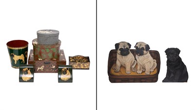 Lot 1074 - Group of Nine Pug Decorated Articles 20th...