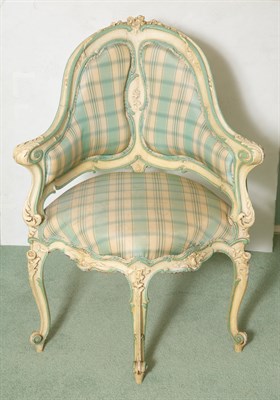 Lot 1067 - Two Louis XV Style Upholstered Painted Wood...