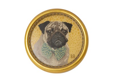 Lot 1092 - Group of Four Needlework Pictures of Pugs...