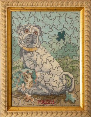 Lot 1092 - Group of Four Needlework Pictures of Pugs...